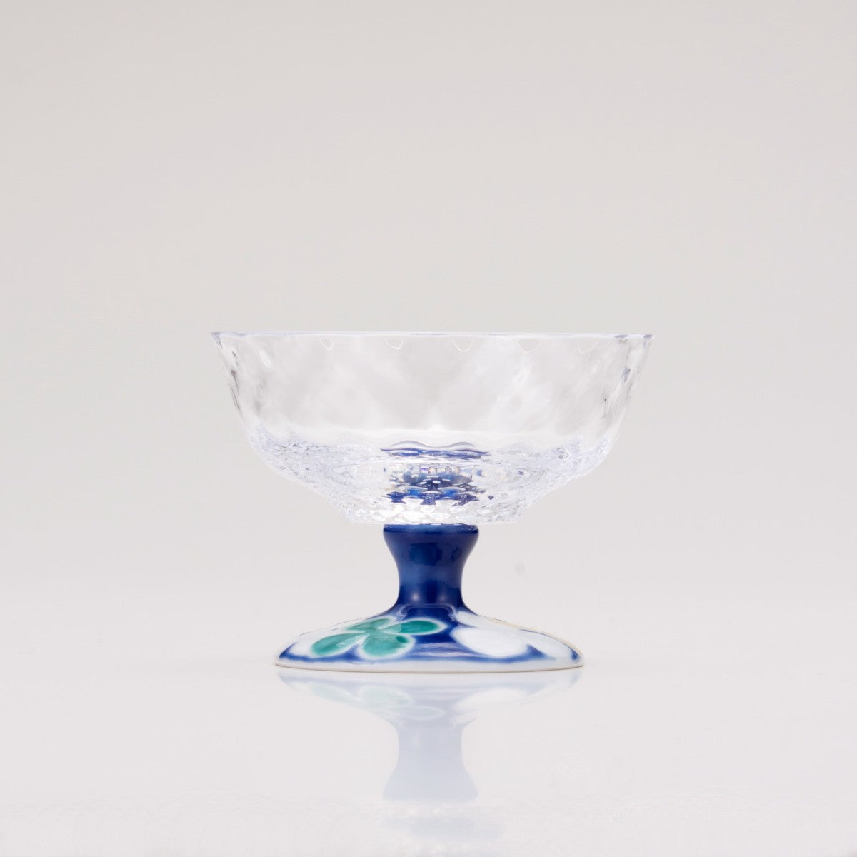 デザートグラス中(格子)クローバーブルー