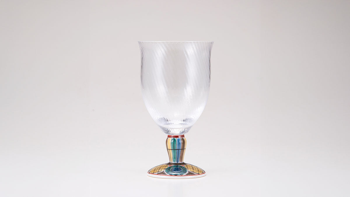 フリーグラス大(斜)古九谷丸文