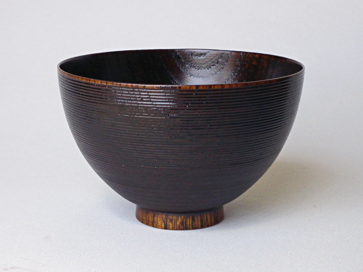 欅3.7千筋つぼみ椀 すり漆・すり漆ペア