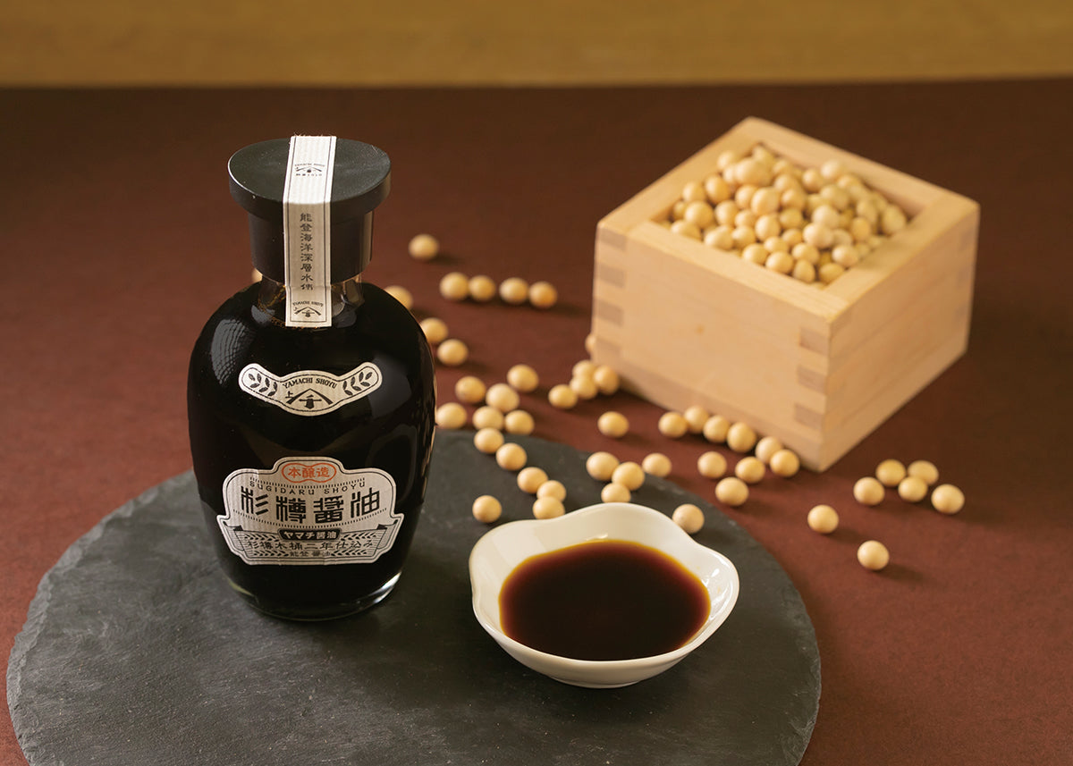 杉樽醤油、柚子ポン酢、 昆布ポン酢