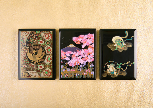 山中塗漆芸御朱印帳(富士桜/正倉院/風神雷神)
